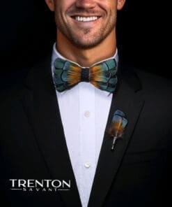 Citrine Blaze Green The Feather Bow Tie & Pin