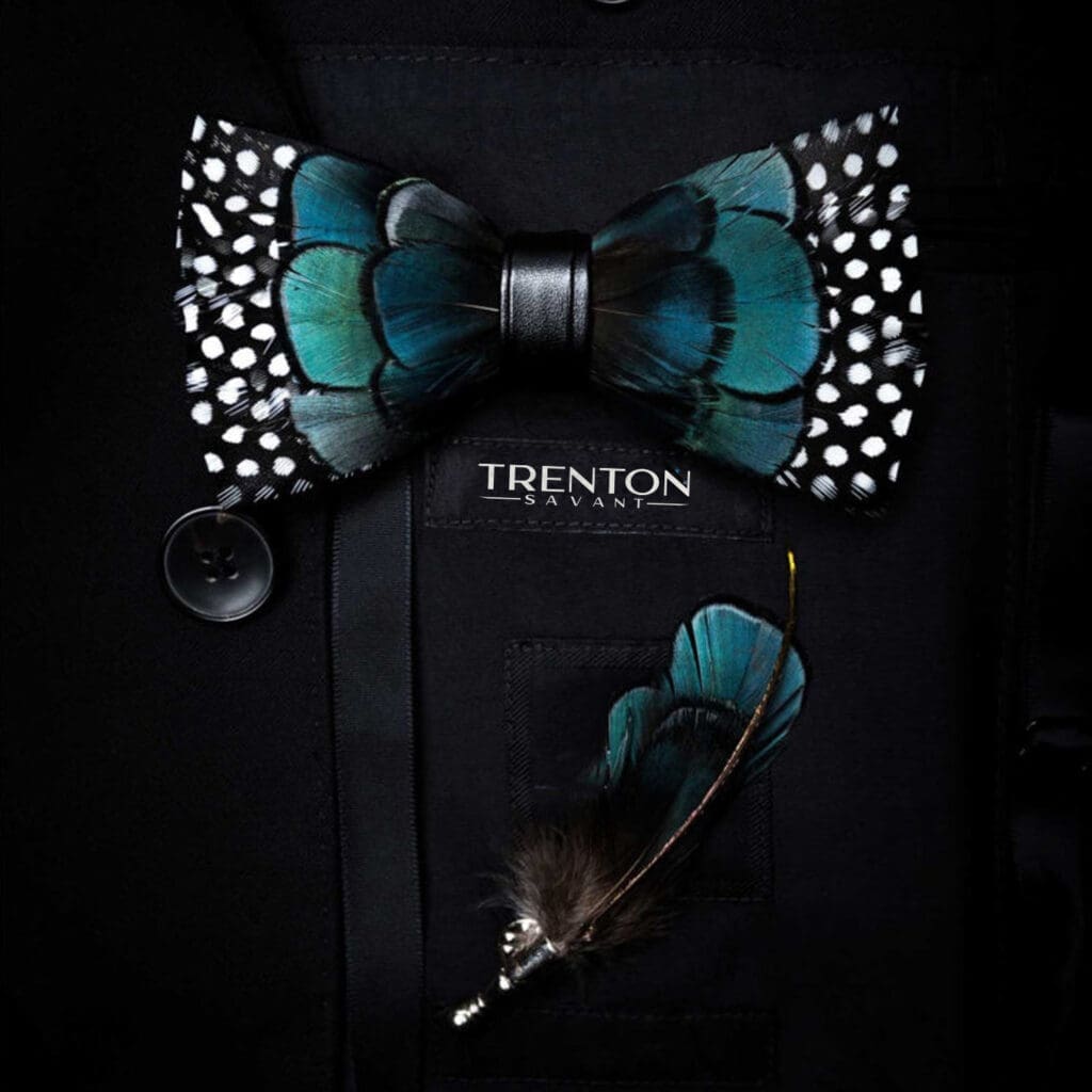 Dapper Dot – The Azure Waltz Feather Bow Tie