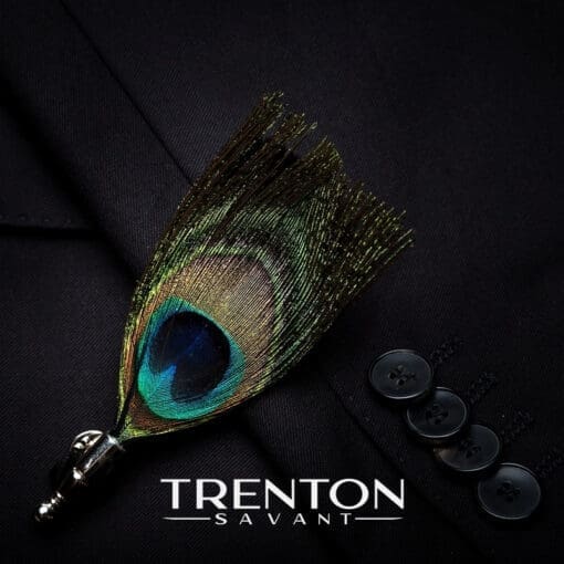 Elysian Elegance: The Peacock Symphony Feather Bow Tie & Pin
