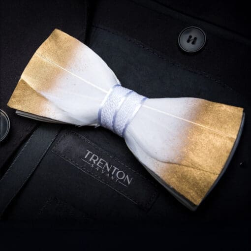Halcyon Radiance – The Coronation Feather Bow Tie and Pin Set