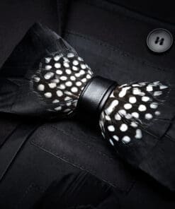 Midnight Waltz The Black & White Polka-Dotted Feather Bow Tie & Pin