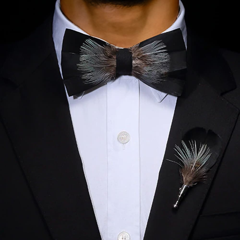 The Savant Rhapsody Feather Bow Tie