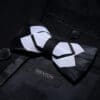 Tuxedo Twilight Black & White Feather Bow Tie and Pin